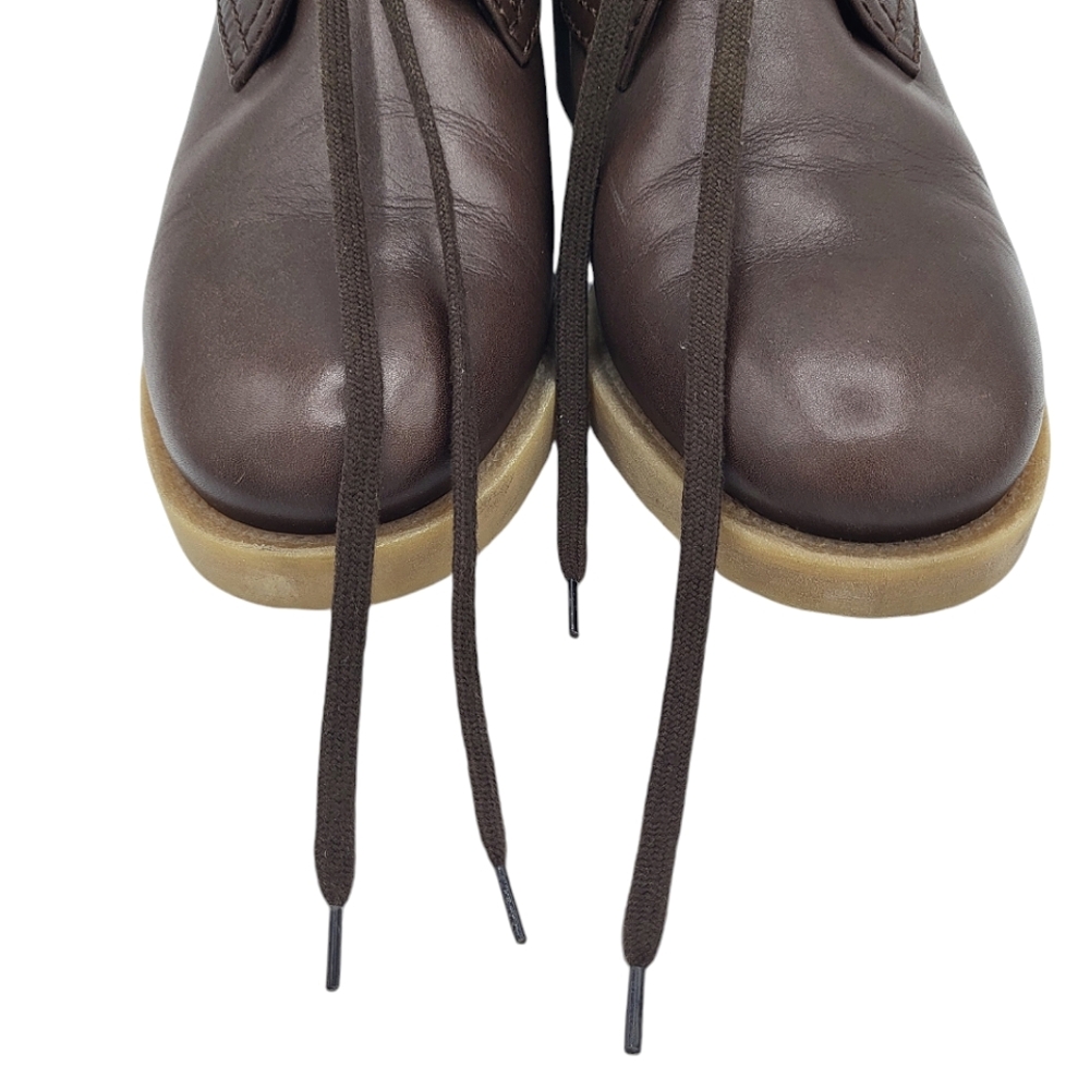 SOLD! CHANEL Lace-up Lug Sole Leather Ankle Boots Brown Booties 39.5 - Picture 7 of 16
